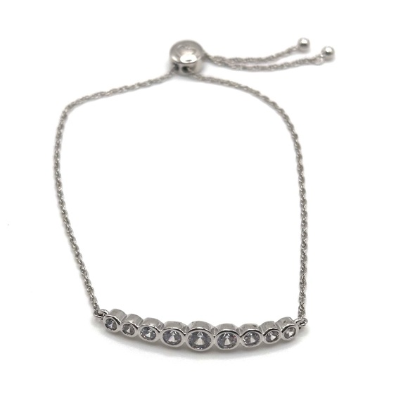 Kate Spade Full Circle Slider Bracelet - Silver Tone with Clear Cubic Zirconia - Picture 3 of 7